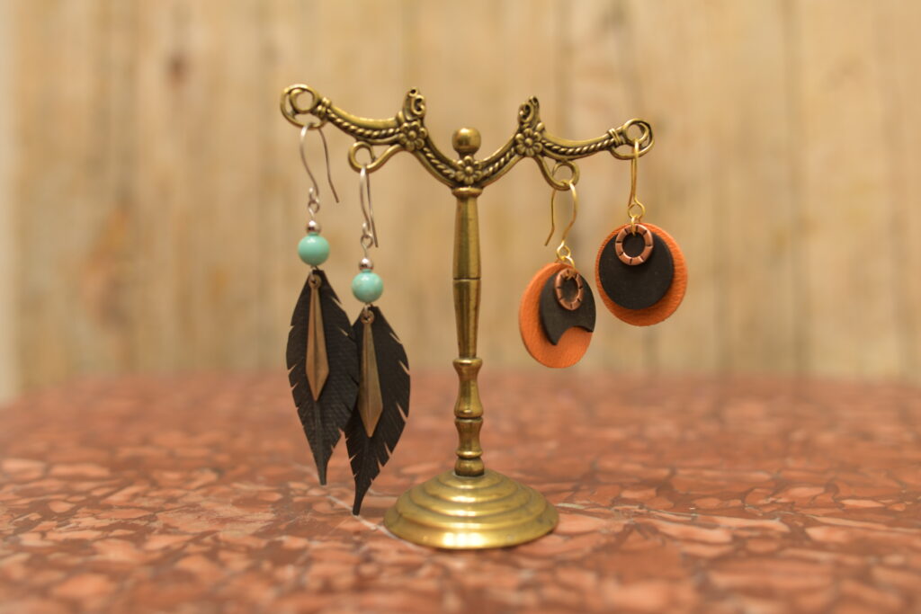 boucles d'oreilles matériaux revalorisés